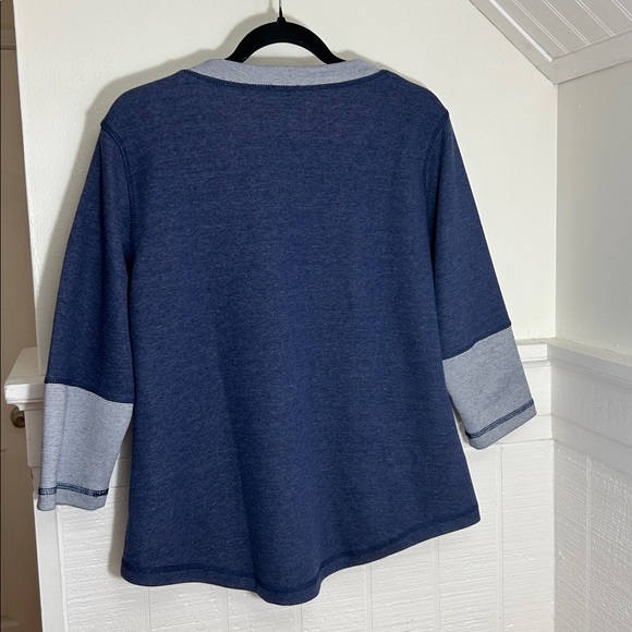 Lulu-B Blue & White 3/4 Sleeve Top size women’s Medium - Picture 5 of 7